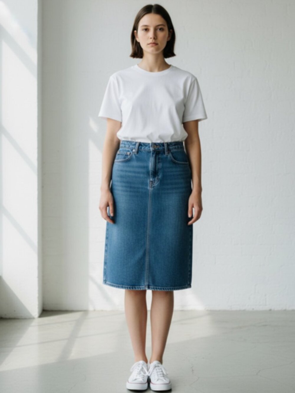 J.CREW Women's Denim Midi Skirt